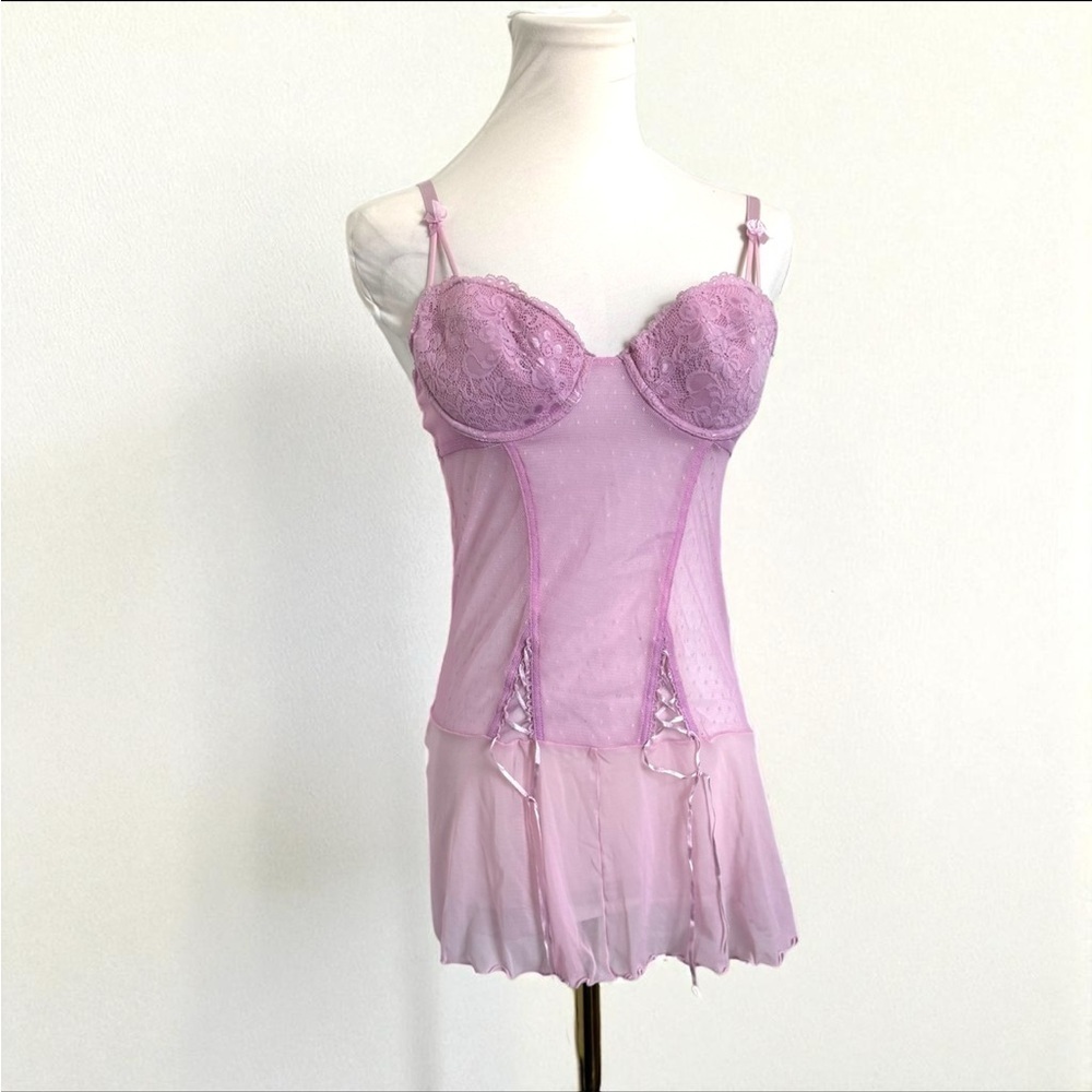 Y2K Lavender Mesh Babydoll Lingerie S/M Fairycore coquette s/m